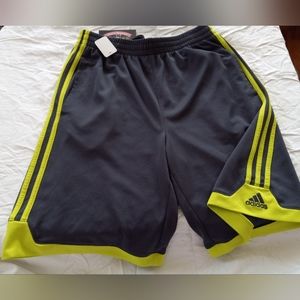Adidas workout activewear basketball running shorts grey neon green 414889A sSM